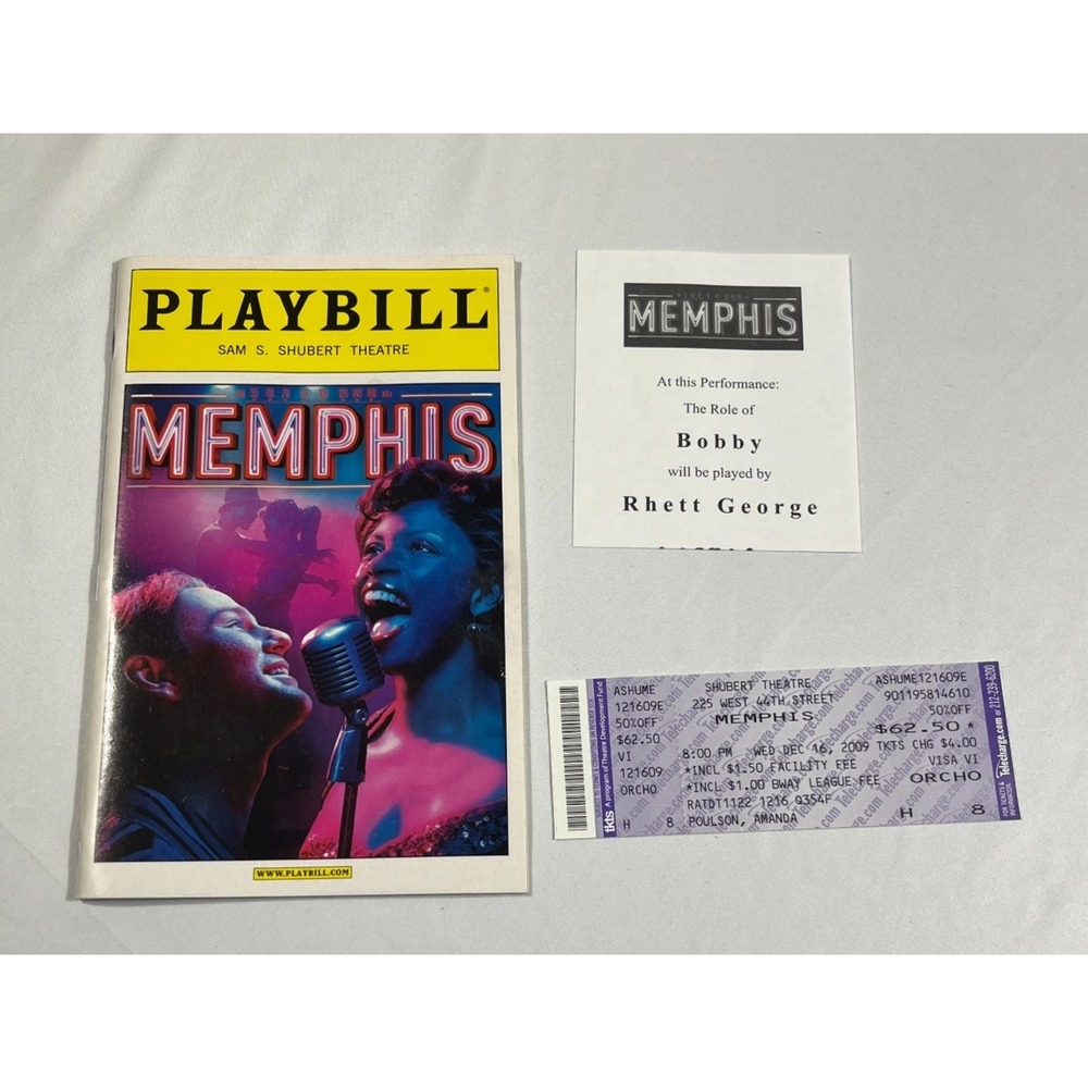 Memphis Broadway Musical Playbill Ticket Stub Cast Change Insert Dec 2009